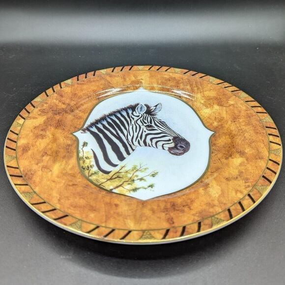 Lynn Chase Plate African Portraits Zebra Luncheon Dinner 9 Inch Safari 1990s - Picture 4 of 11
